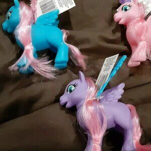 12 pc Pony Bundle Set 1 Blue, 1 Purple Pony with Accessory and My Little Ponies